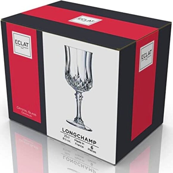 Cristal Dark Longchamp 6 Wine Stems 8.25-OZ each - Picture 1 of 4
